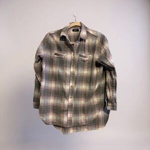 BDG Plaid Button Up Shirt Long Sleeve Oversized Purple Gray Women XS